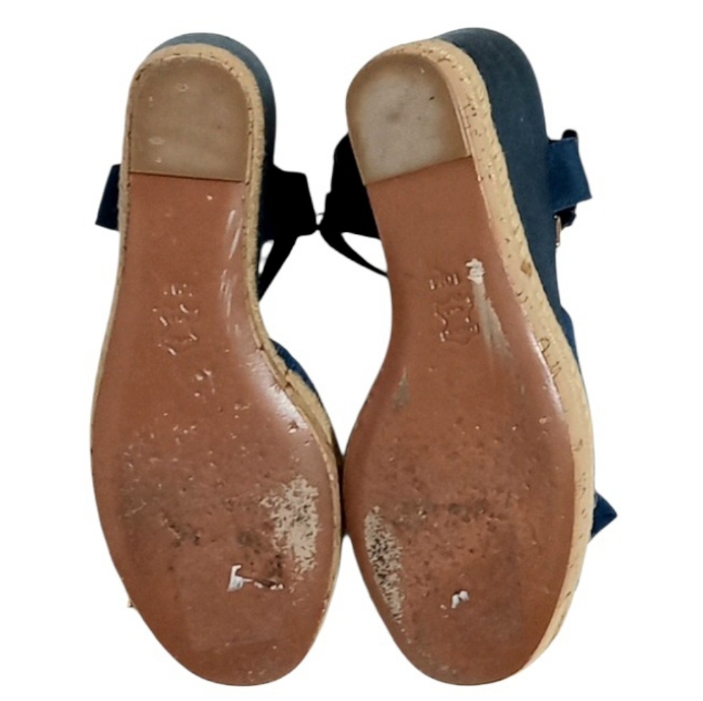 Tory Burch Penny Cork Wedge Sandals in Newport Navy Sz 10 - Picture 8 of 14